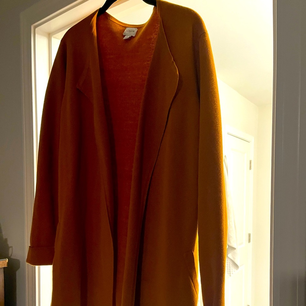 JCrew sweater blazer in British Tan with pockets size L
